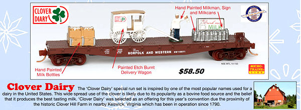 Clover Dairy Flat car w/loads