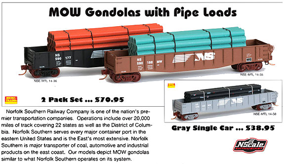 NS MOW Gondolas w/Pipe Loads